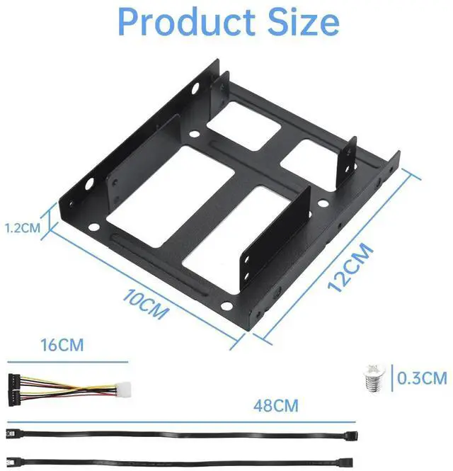 Alt view image 6 of 7 - 2 Pack Double-Deck 2.5 to 3.5 Inch SSD Mounting Bracket, Metal Dual Layer SSD HDD Adapter Holder with SATA Cable and Power Splitter Cable