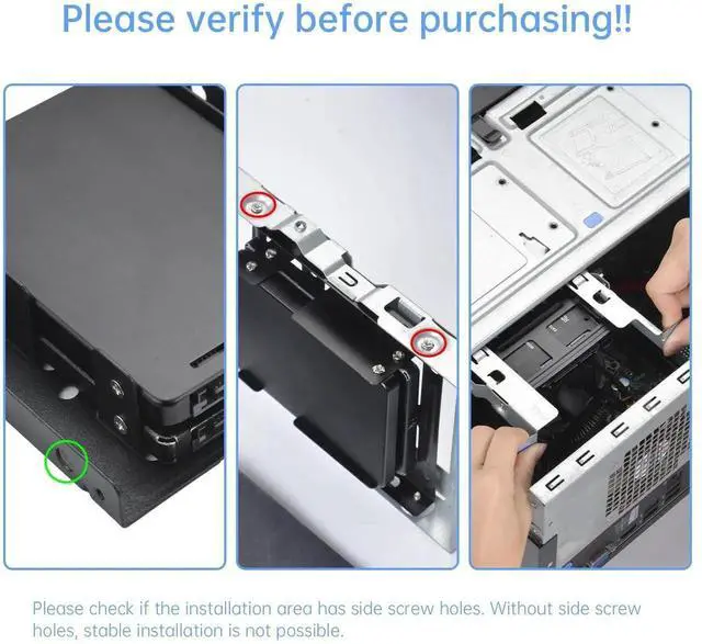 Alt view image 3 of 7 - 2 Pack Double-Deck 2.5 to 3.5 Inch SSD Mounting Bracket, Metal Dual Layer SSD HDD Adapter Holder with SATA Cable and Power Splitter Cable