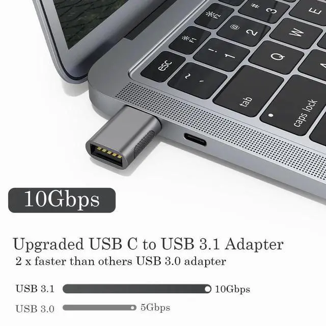 Alt view image 2 of 7 - 4 Pack Space Grey USB-C to USB 3.1 Adapter, 10Gbps High Speed OTG Converter, Thunderbolt 3/4 Compatible Type-C Male to USB A Female Connector for iPhone 15, MacBook, iPad, iMac and USB-C Enabled Devic