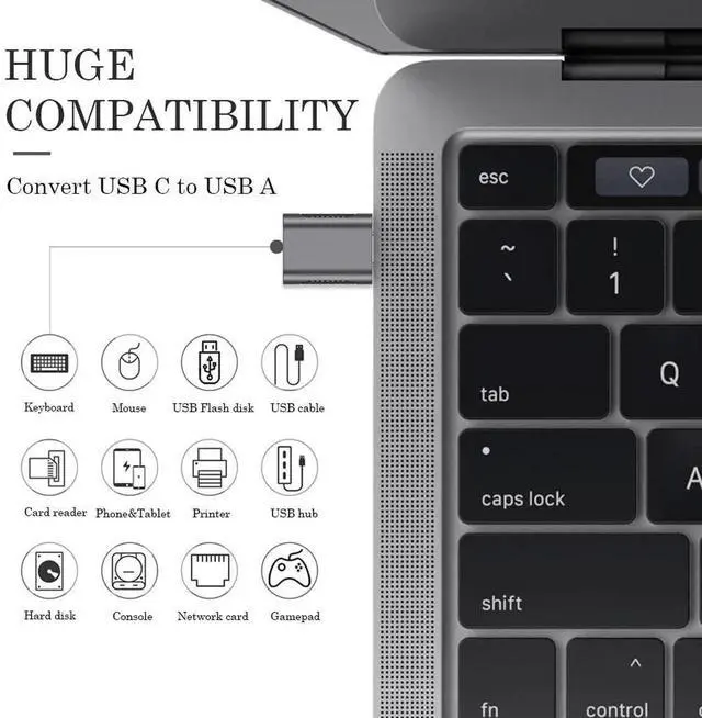 Alt view image 5 of 7 - 4 Pack Space Grey USB-C to USB 3.1 Adapter, 10Gbps High Speed OTG Converter, Thunderbolt 3/4 Compatible Type-C Male to USB A Female Connector for iPhone 15, MacBook, iPad, iMac and USB-C Enabled Devic