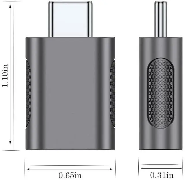 Alt view image 6 of 7 - 4 Pack Space Grey USB-C to USB 3.1 Adapter, 10Gbps High Speed OTG Converter, Thunderbolt 3/4 Compatible Type-C Male to USB A Female Connector for iPhone 15, MacBook, iPad, iMac and USB-C Enabled Devic