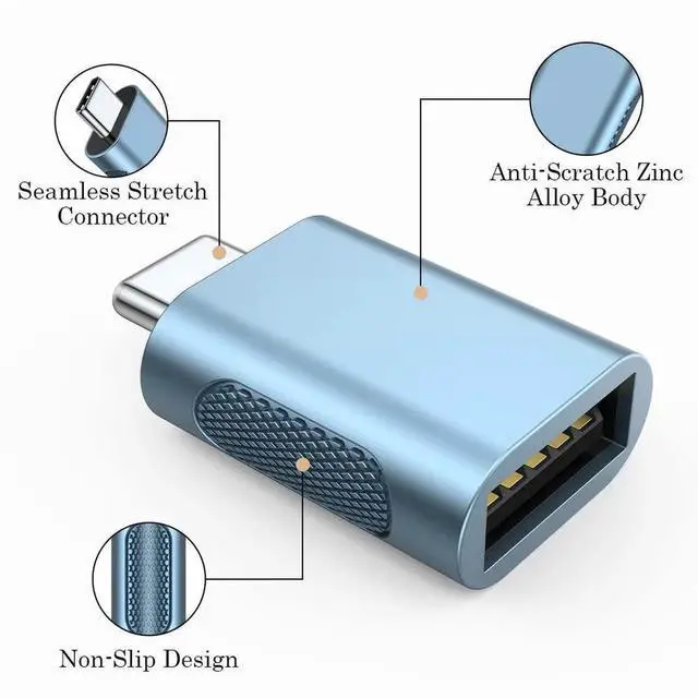 Alt view image 4 of 7 - 4 Pack 10Gbps USB C to USB 3.1 Adapter, Blue Thunderbolt 4/3 to USB A OTG Converter, High Speed Type-C OTG Connector for iPhone 15, MacBook, iPad, iMac and USB-C Devices