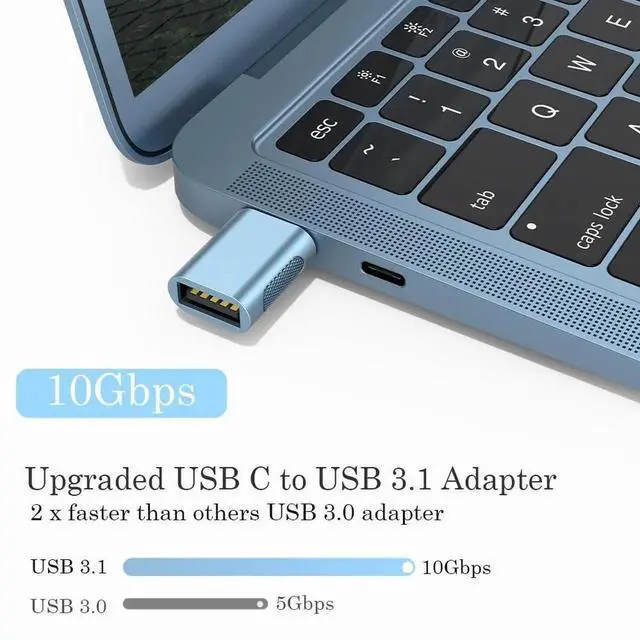 Alt view image 6 of 7 - 4 Pack 10Gbps USB C to USB 3.1 Adapter, Blue Thunderbolt 4/3 to USB A OTG Converter, High Speed Type-C OTG Connector for iPhone 15, MacBook, iPad, iMac and USB-C Devices