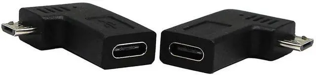 Main image of 2 Packs 90 Degree Left & Right Angle Micro USB 2.0 to USB C Adapter, Micro USB Male to Type C Female Data Sync Charging Converter for Phones Computers Tablets
