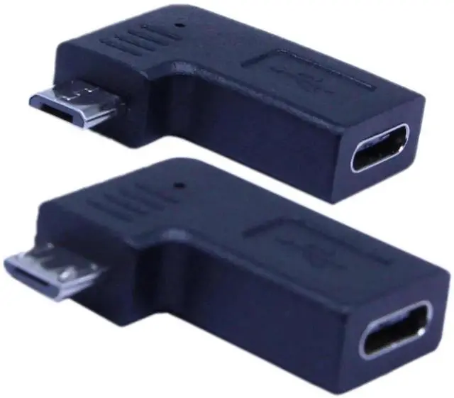 Alt view image 2 of 7 - 2 Packs 90 Degree Left & Right Angle Micro USB 2.0 to USB C Adapter, Micro USB Male to Type C Female Data Sync Charging Converter for Phones Computers Tablets