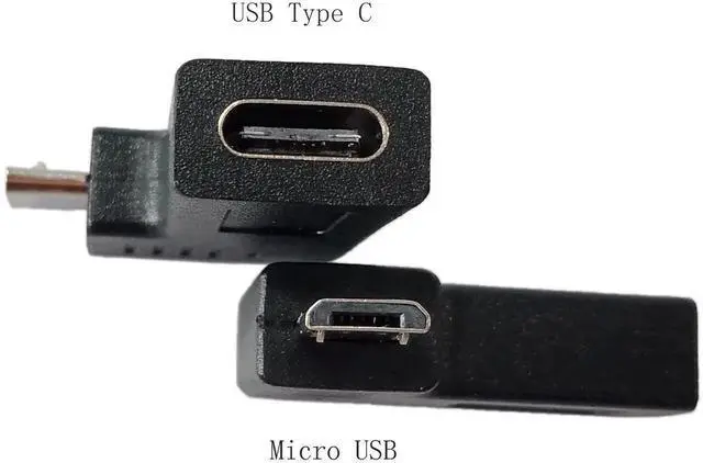 Alt view image 6 of 7 - 2 Packs 90 Degree Left & Right Angle Micro USB 2.0 to USB C Adapter, Micro USB Male to Type C Female Data Sync Charging Converter for Phones Computers Tablets