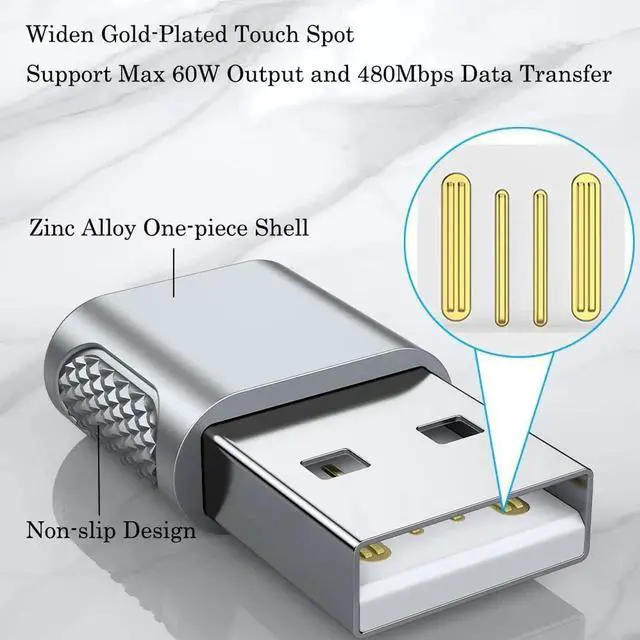 Alt view image 5 of 6 - 2 Pack Silver USB C Female to USB A Male Adapter, Type-C to USB A Charger Converter, Charging & Data Sync Connector Compatible with iPhone 14/13/12/11, Apple Watch Ultra/SE/8/7, AirPods, iPad and More