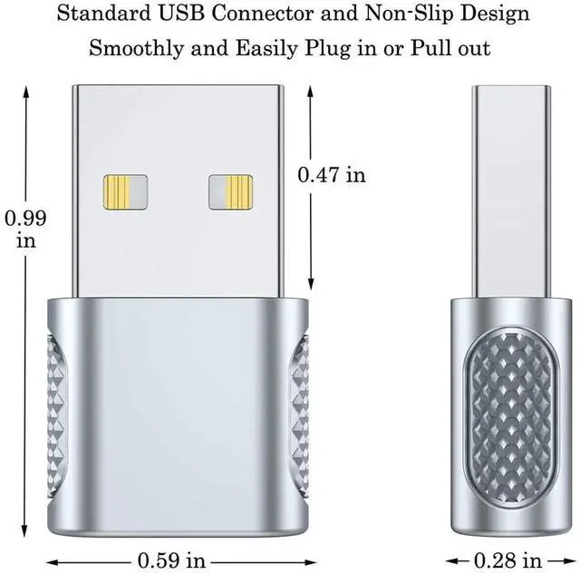 Alt view image 6 of 6 - 2 Pack Silver USB C Female to USB A Male Adapter, Type-C to USB A Charger Converter, Charging & Data Sync Connector Compatible with iPhone 14/13/12/11, Apple Watch Ultra/SE/8/7, AirPods, iPad and More