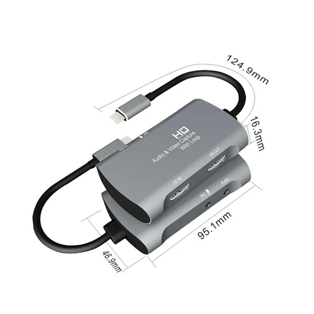 Alt view image 9 of 14 - Z30A HDMI Female + Mic to HDMI Female + Audio + USB-C / Type-C Video Capture Box