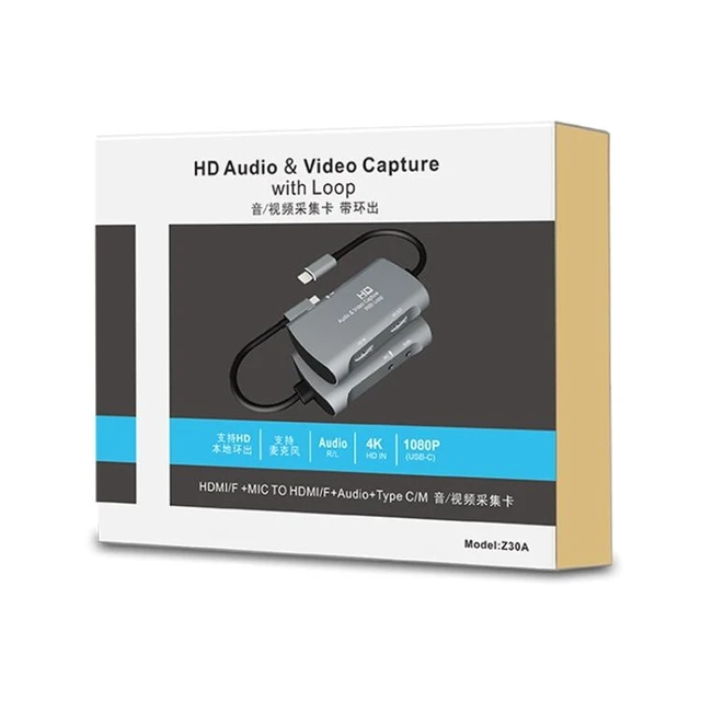 Alt view image 10 of 14 - Z30A HDMI Female + Mic to HDMI Female + Audio + USB-C / Type-C Video Capture Box