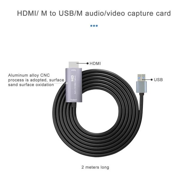 Alt view image 9 of 10 - Z36 HDMI Male to USB Male HD Video Capture Card, Cable Length: 2m