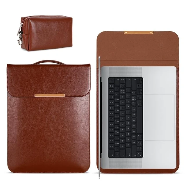 Alt view image 9 of 14 - 13.3 inch Laptop 2 in 1 PU Leather Sleeve Liner Bag with Mouse Storage Bag (Black)