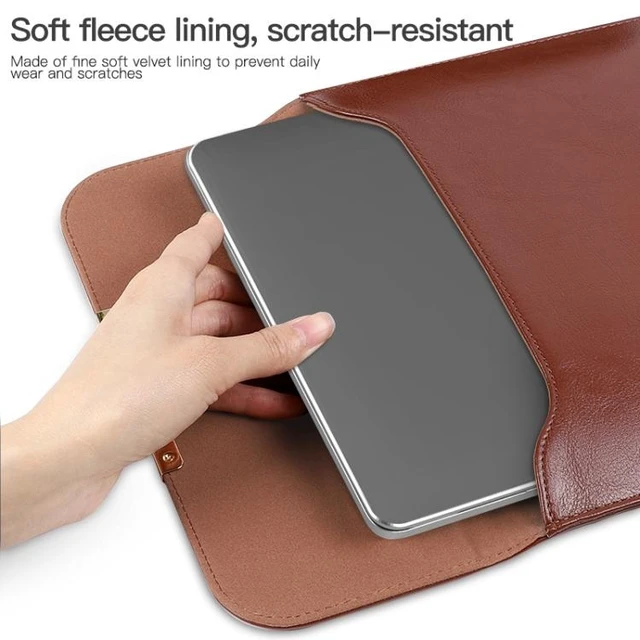 Alt view image 12 of 14 - 13.3 inch Laptop 2 in 1 PU Leather Sleeve Liner Bag with Mouse Storage Bag (Black)