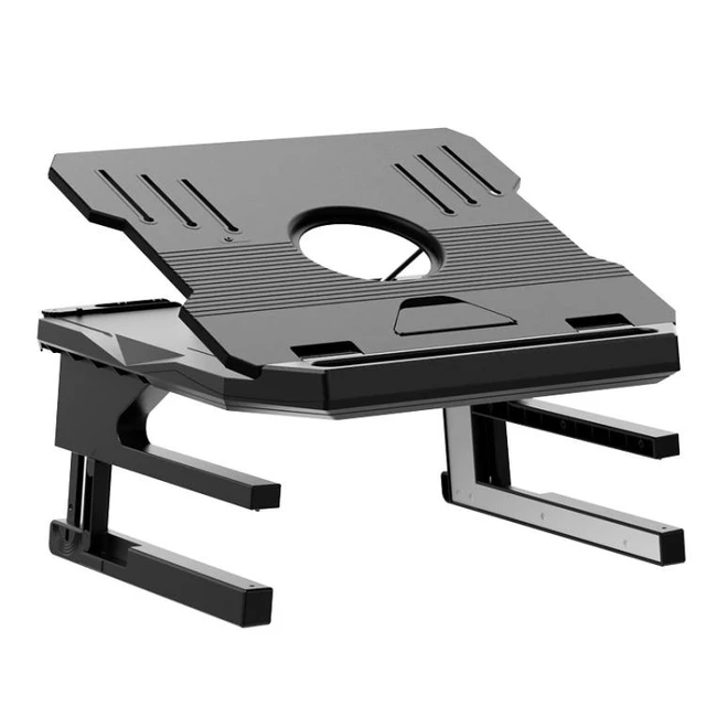 Alt view image 7 of 12 - Double Layer Foldable Lift Laptop Stand Aluminum Computer Heightening Bracket (Black)