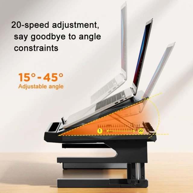 Alt view image 10 of 12 - Double Layer Foldable Lift Laptop Stand Aluminum Computer Heightening Bracket (Black)