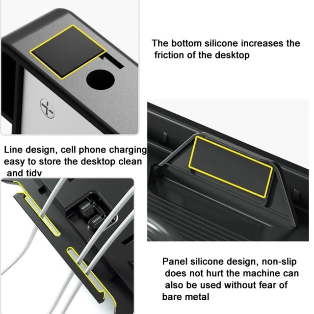 Alt view image 12 of 12 - Double Layer Foldable Lift Laptop Stand Aluminum Computer Heightening Bracket (Black)