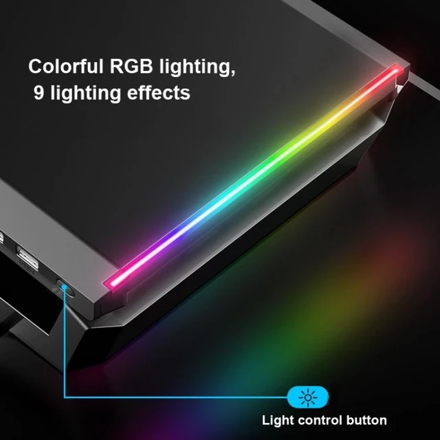 Alt view image 12 of 14 - ICE COOREL T1 Monitor Increased Rack Foldable Laptop Stand With RGB Lighting & 4xUSB Expansion Interface (Moonlight White)