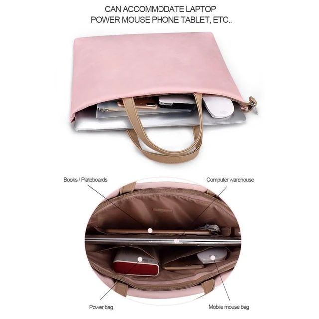 Alt view image 14 of 14 - ST05SDZ Lightweight Notebook Laptop Bag with Detachable Shoulder Strap, Size:13.3 inch 13.3 inch (Pink)