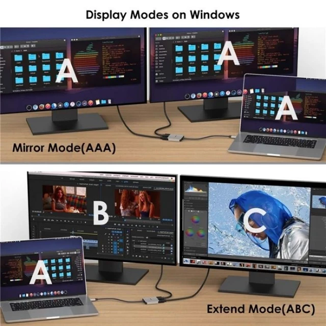 Alt view image 11 of 14 - WAVLINK UHP510 Pro 87W PD Charging USB C to Dual HD Converter 4K 60Hz Monitor Adapter