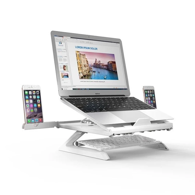 Alt view image 9 of 14 - Multifunctional Folding Notebook Stand Monitor Increase Rack, Colour: Tripod (White) Tripod (White)