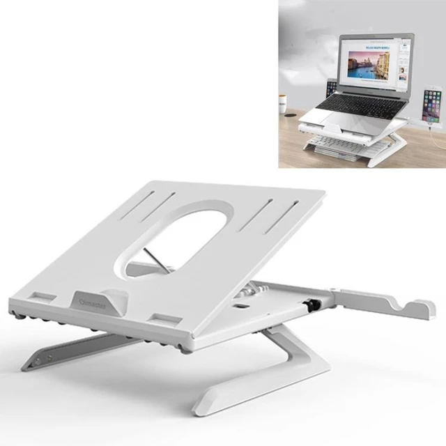 Alt view image 8 of 14 - Multifunctional Folding Notebook Stand Monitor Increase Rack, Colour: Tripod (White) Tripod (White)
