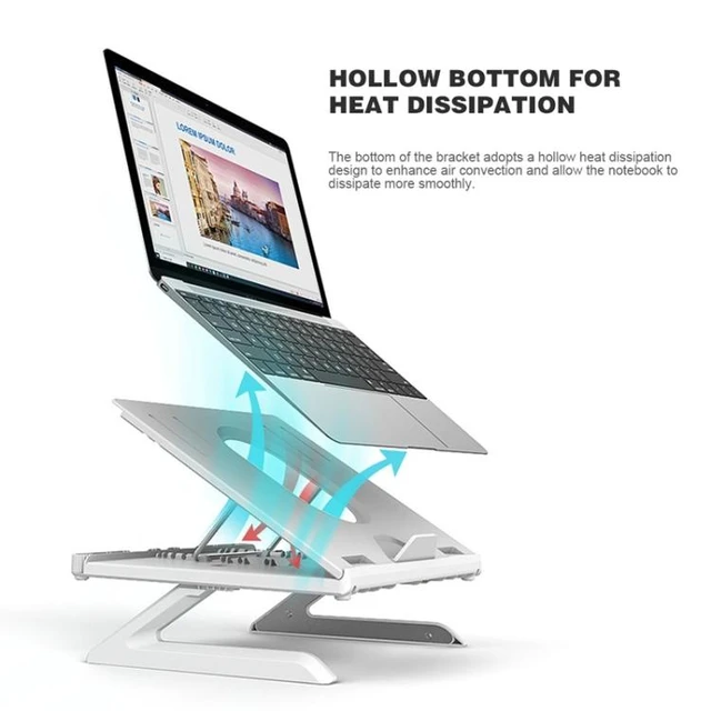 Alt view image 13 of 14 - Multifunctional Folding Notebook Stand Monitor Increase Rack, Colour: Tripod (White) Tripod (White)