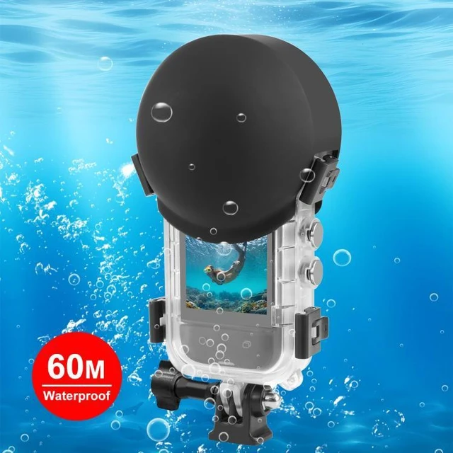 Alt view image 8 of 14 - For Insta360 X5 PULUZ 60m Waterproof Sealed Diving Case with Silicone Lens Cover (Black) (Black)
