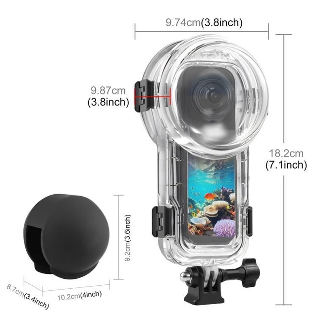 Alt view image 10 of 14 - For Insta360 X5 PULUZ 60m Waterproof Sealed Diving Case with Silicone Lens Cover (Black) (Black)