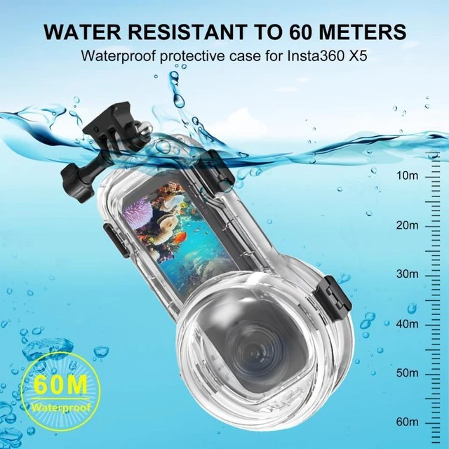 Alt view image 12 of 14 - For Insta360 X5 PULUZ 60m Waterproof Sealed Diving Case with Silicone Lens Cover (Black) (Black)