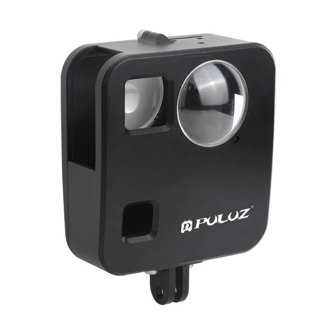 Alt view image 9 of 14 - PULUZ for GoPro Fusion Housing Shell CNC Aluminum Alloy Protective Cage with Basic Mount & Lens Caps(Black)