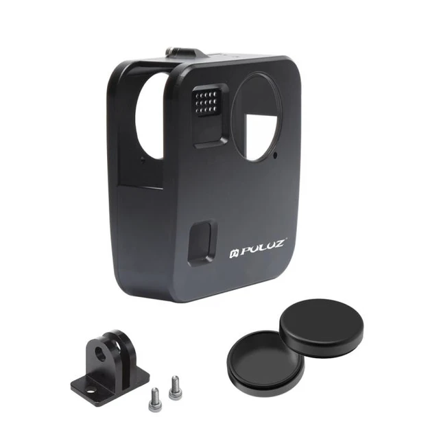 Alt view image 13 of 14 - PULUZ for GoPro Fusion Housing Shell CNC Aluminum Alloy Protective Cage with Basic Mount & Lens Caps(Black)
