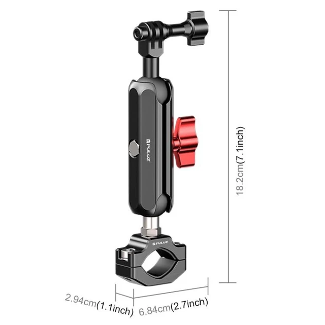 Alt view image 10 of 14 - PULUZ Motorcycle Rearview Large Clamp CNC Metal Magic Arm Rod Mount