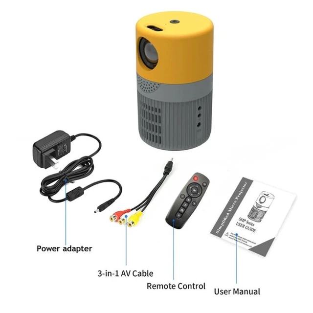 Alt view image 9 of 14 - T400 100 inch Screen 3000 Lumens LED Mini Projector, Plug Type:US Plug Base Edition, US Plug (Black White)