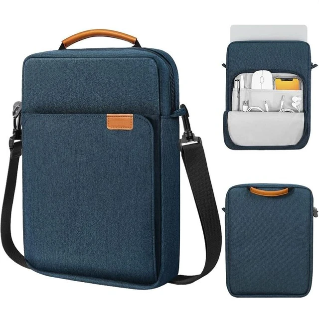 Alt view image 7 of 12 - Vertical Laptop Bag Handheld Shoulder Crossbody Bag, Size: 13 Inch 13.3 Inch (Dark Blue) Black