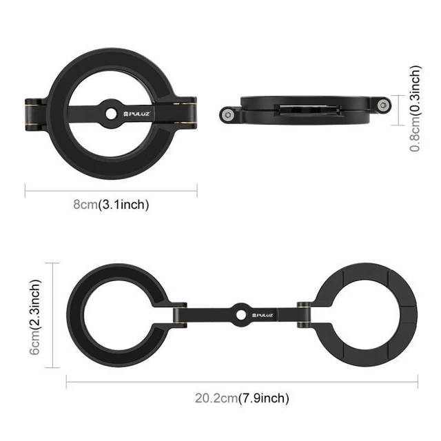 Alt view image 10 of 14 - PULUZ MagSafe Dual-Head Magnetic Folding Phone Holder Bracket (Black) (Black)