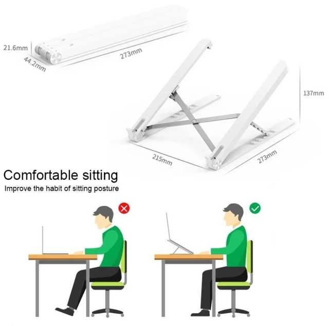 Alt view image 7 of 8 - Folding Portable Lifting Desktop Cooling Height Angle Adjustable Laptop Bracket