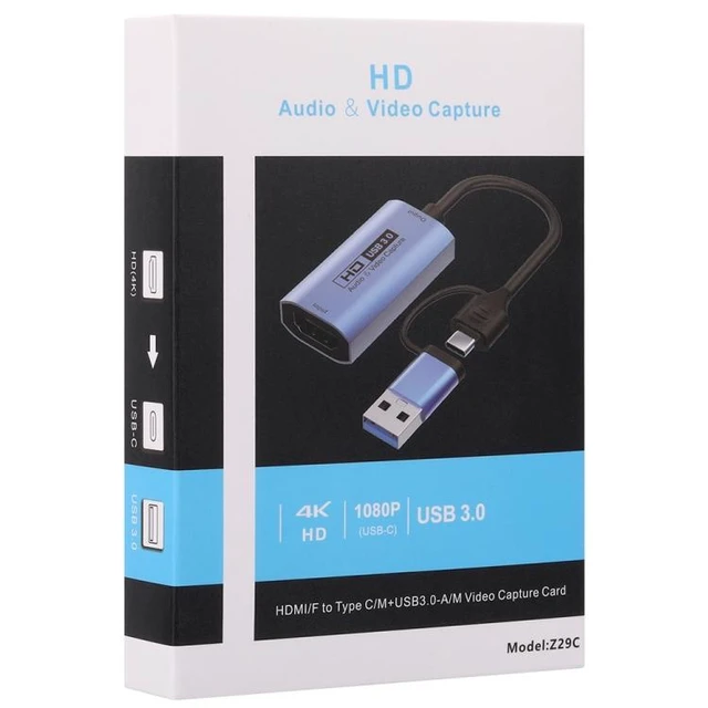 Alt view image 11 of 14 - Z29C HDMI/F Female to USB-C / Type-C+USB 3.0/M Male HD Video Capture Card