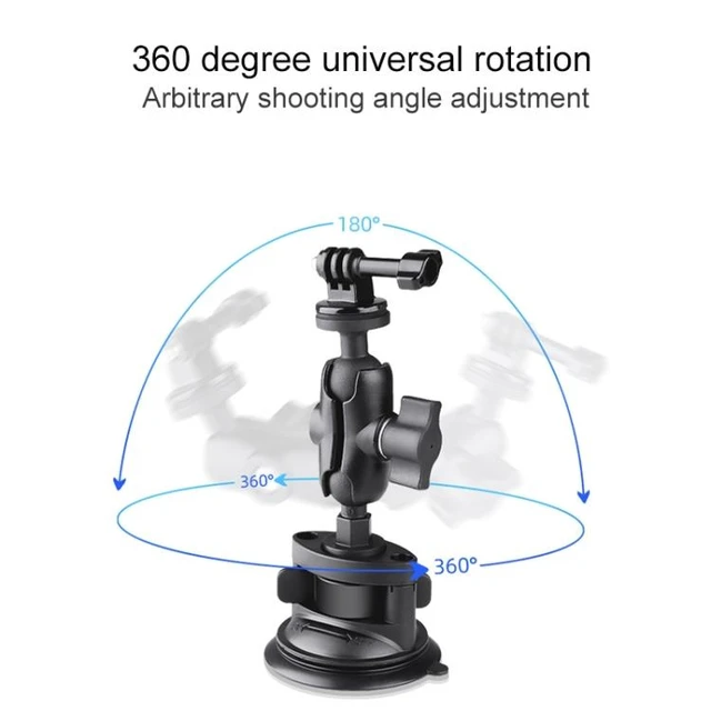 Alt view image 10 of 14 - Triangle Suction Cup Mount Holder with Tripod Adapter & Steel Tether & Safety Buckle (Black)