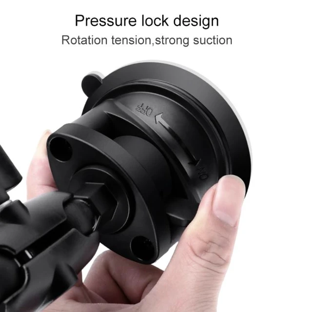 Alt view image 11 of 14 - Triangle Suction Cup Mount Holder with Tripod Adapter & Steel Tether & Safety Buckle (Black)