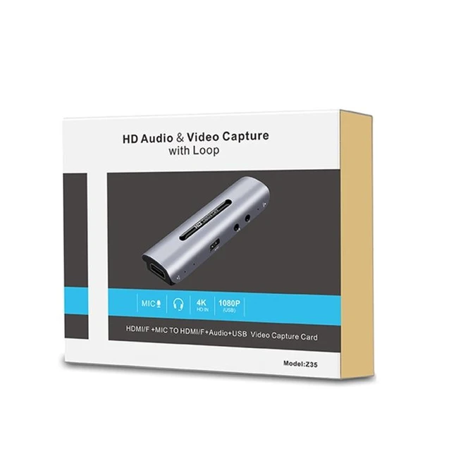 Alt view image 10 of 14 - Z35 HDMI Female + Mic to HDMI Female + Audio + USB HD Video & Audio Capture Card with Loop