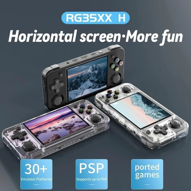 Alt view image 9 of 12 - ANBERNIC RG35XX H Handheld Game Console 3.5 Inch IPS Screen Linux System 64GB+128GB (Black)