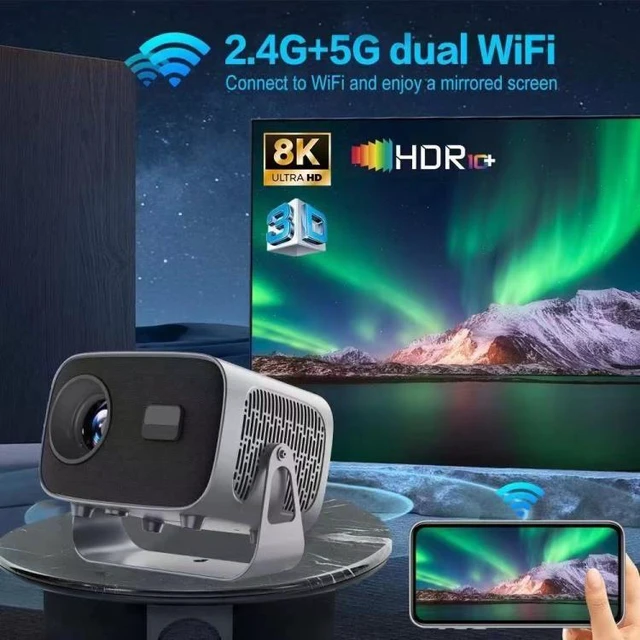Alt view image 14 of 14 - A10 4K Smart Android Portable Projector US Plug