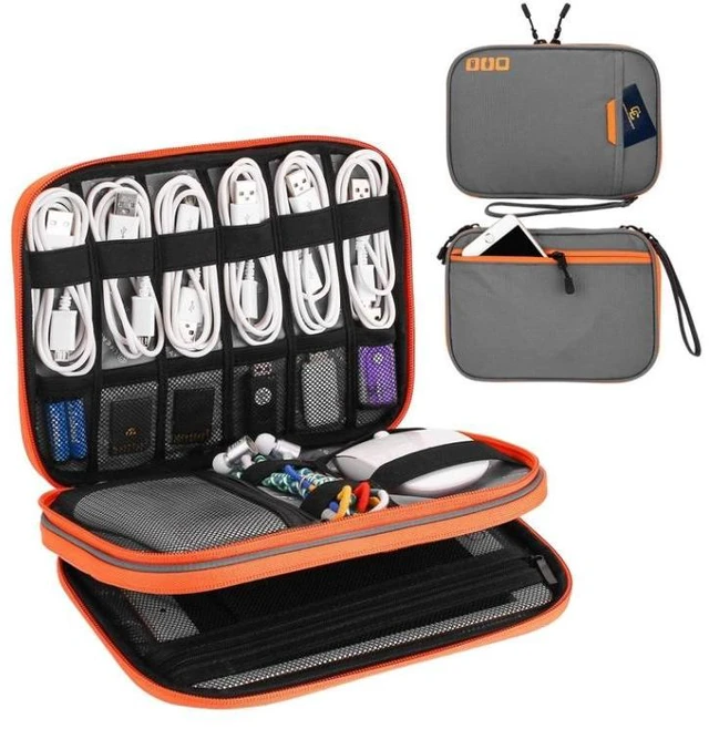 Alt view image 7 of 13 - Multi-functional Headphone Charger Data Cable Storage Bag Portable Power Pack, Size:M, 25 x 18 x 5cm (Grey)