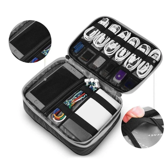 Alt view image 9 of 13 - Multi-functional Headphone Charger Data Cable Storage Bag Portable Power Pack, Size:M, 25 x 18 x 5cm (Grey)