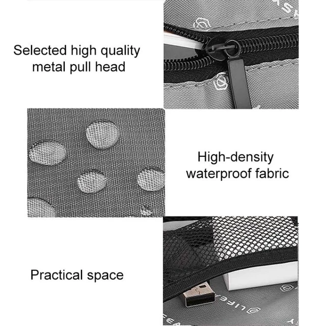 Alt view image 11 of 13 - Multi-functional Headphone Charger Data Cable Storage Bag Portable Power Pack, Size:M, 25 x 18 x 5cm (Grey)