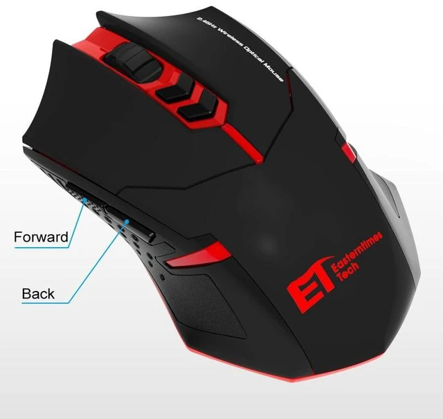 Alt view image 9 of 14 - ET X-08 7-keys 2400DPI 2.4G Wireless Mute Gaming Mouse with USB Receiver & Colorful Backlight