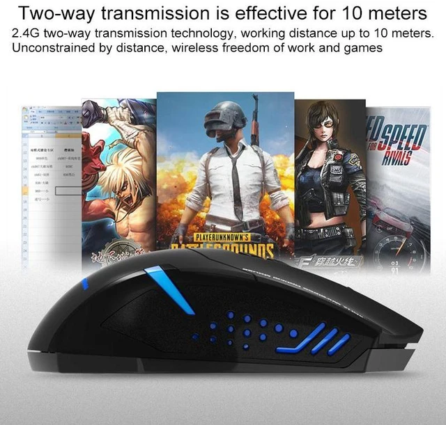 Alt view image 14 of 14 - ET X-08 7-keys 2400DPI 2.4G Wireless Mute Gaming Mouse with USB Receiver & Colorful Backlight