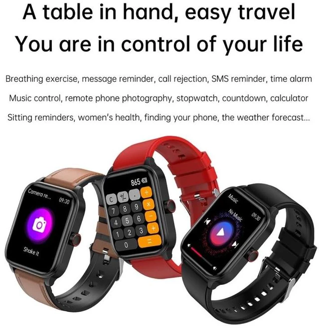 Alt view image 10 of 14 - ET540 1.91 inch IP67 Waterproof Silicone Band Smart Watch, Support ECG / Non-invasive Blood Glucose Measurement ET540 (Blue) (Blue) Black