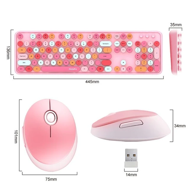 Alt view image 8 of 12 - Mofii Sweet Wireless Keyboard And Mouse Set Girls Punk Keyboard Office Set, Colour: Pink Mixed