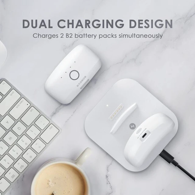 Alt view image 8 of 12 - BOBOVR Twin Charger Station Magnetic Charging Dock for Quest 3 Head Strap B2 Battery Pack